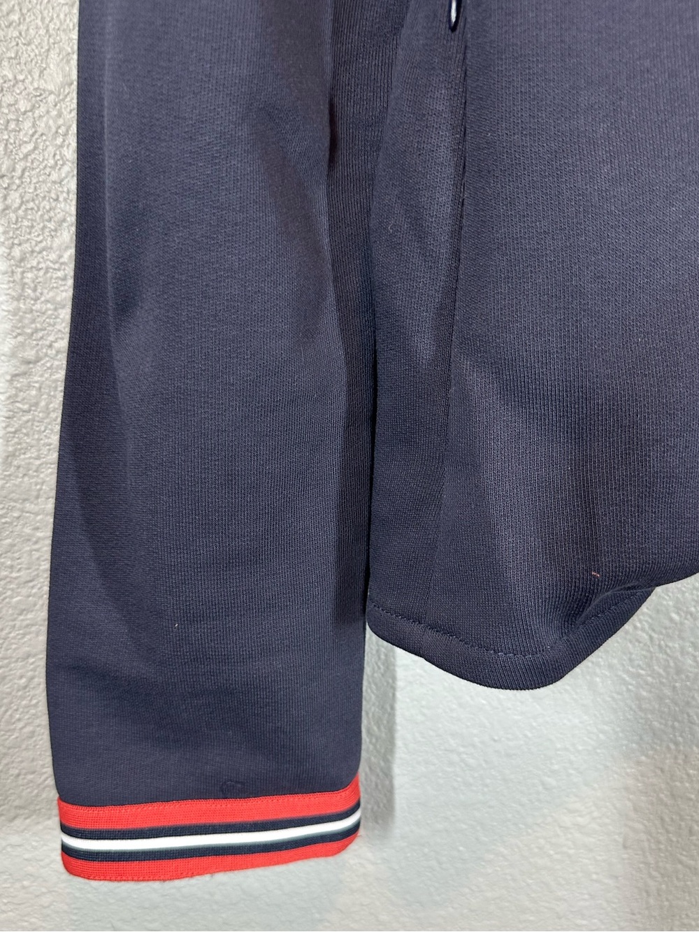 SAINT & SOFIA Women's 14 Navy Asymmetrical Zip Fleece Sweatshirt Mock Neck - Picture 5 of 11